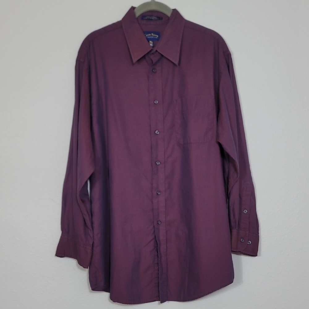 Club Room Charter Club Mens Long Sleeve Collared Shirt Size L Purple Button Up